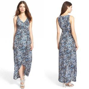 🆕 Nordstrom Leith Surplice Maxi Wrap Blue Dress